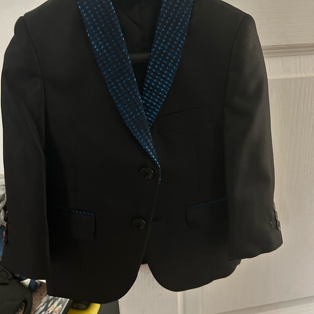 Kids Black Blazer with Blue Trim